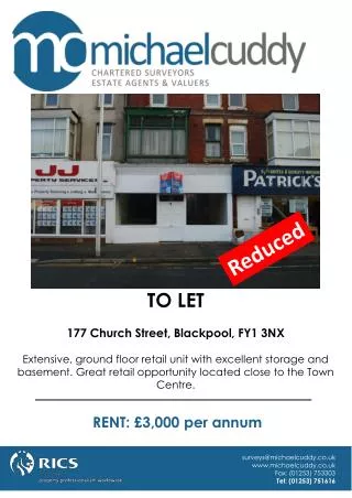 TO LET 177 Church Street, Blackpool, FY1 3NX