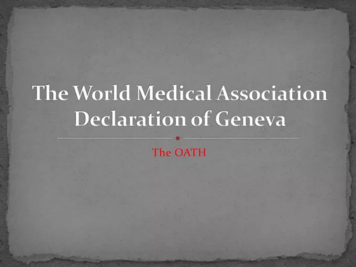 the world medical association declaration of geneva