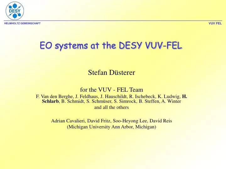 eo systems at the desy vuv fel