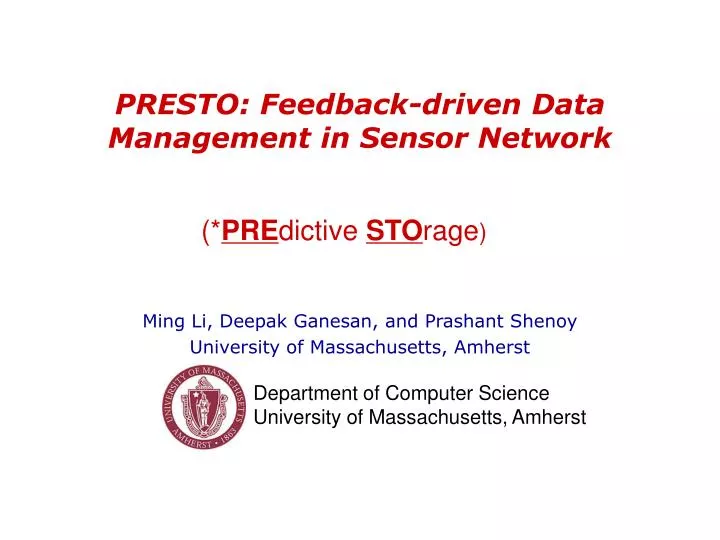 presto feedback driven data management in sensor network