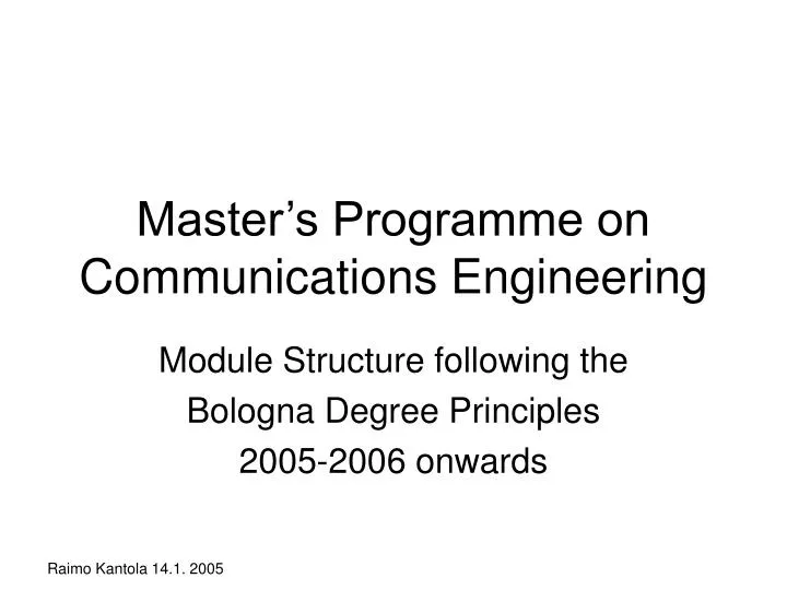 master s programme on communications engineering