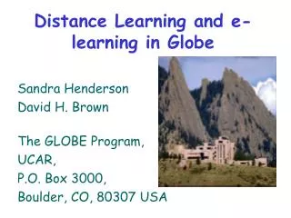 Distance Learning and e-learning in Globe