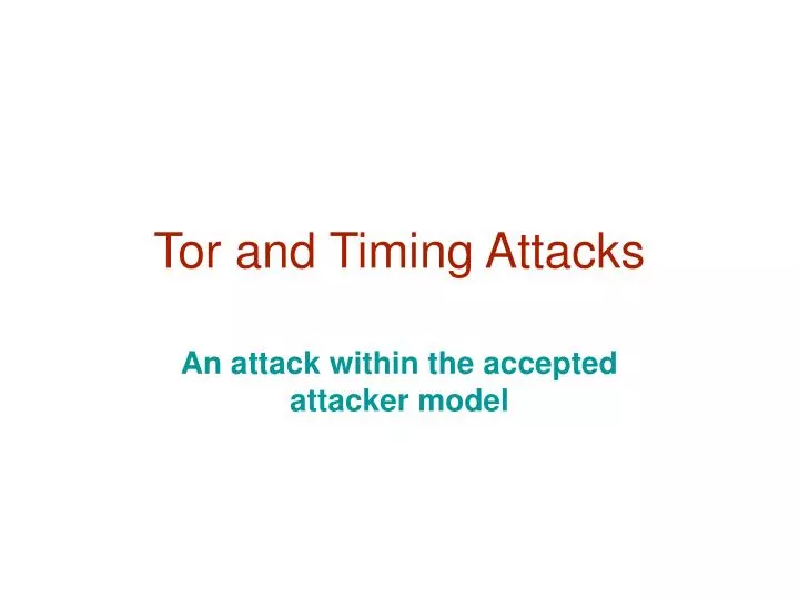 tor and timing attacks