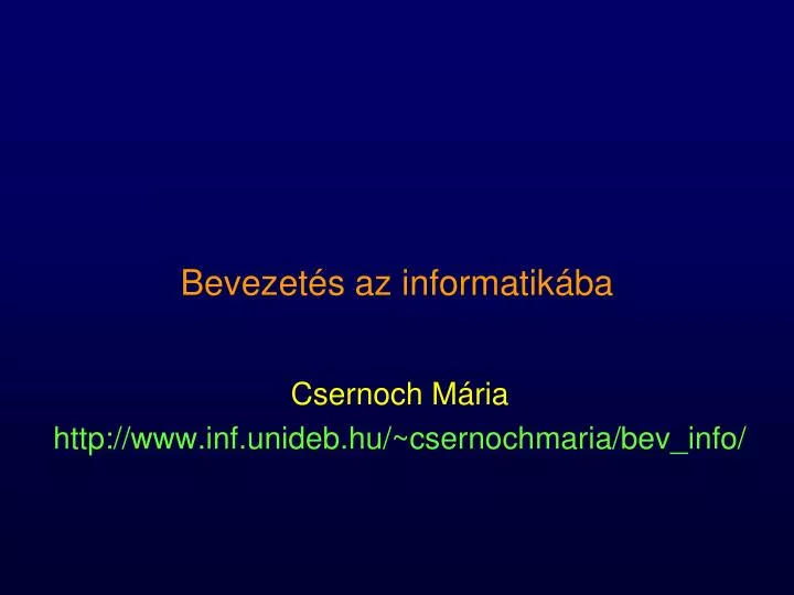 bevezet s az informatik ba