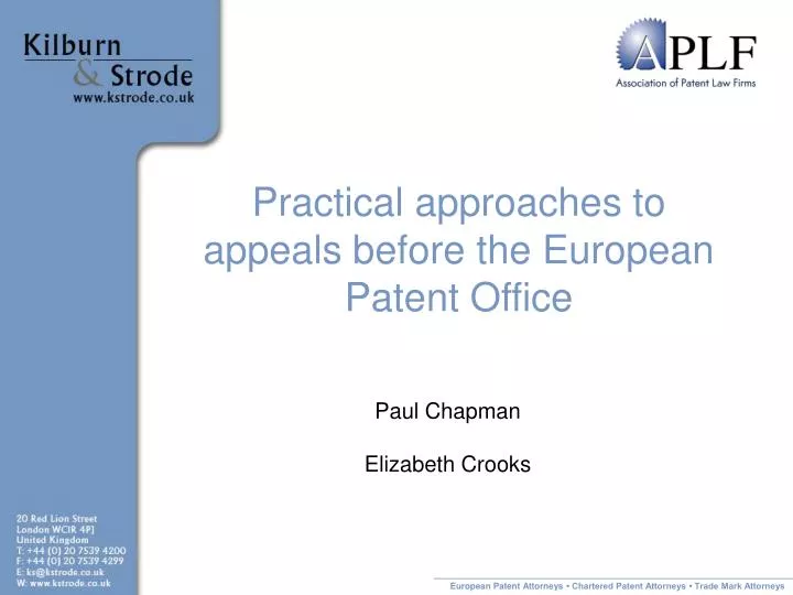 practical approaches to appeals before the european patent office