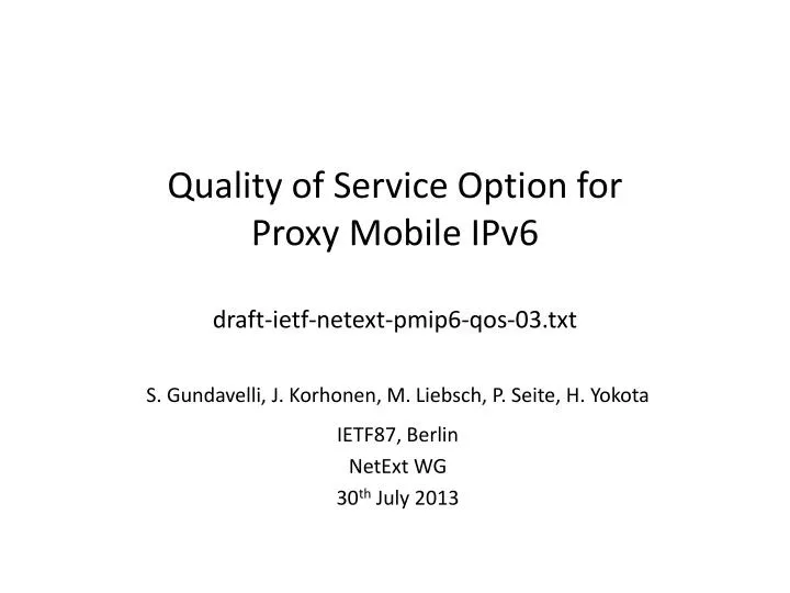 quality of service option for proxy mobile ipv6 draft ietf netext pmip6 qos 03 txt