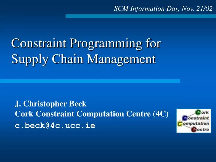 constraint programming for supply chain management