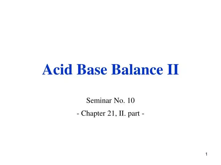 acid base balance ii