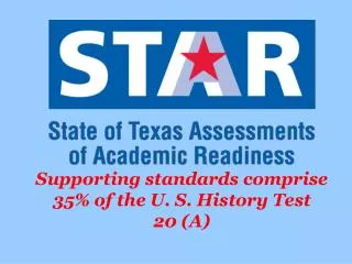 Supporting standards comprise 35% of the U. S. History Test 20 (A)