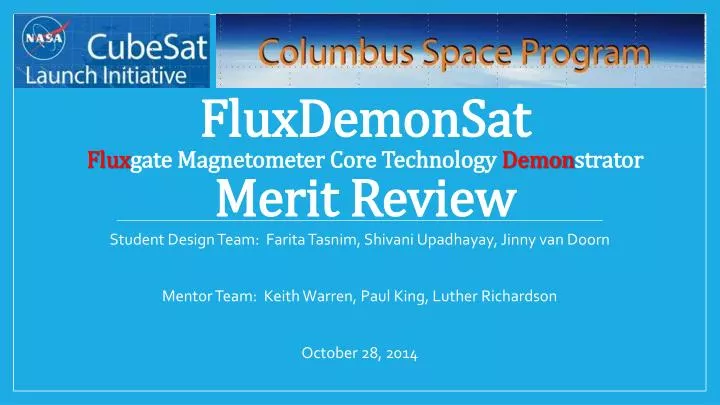 fluxdemonsat flux gate magnetometer core technology demon strator merit review