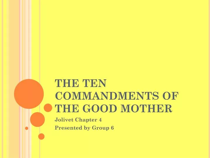 the ten commandments of the good mother