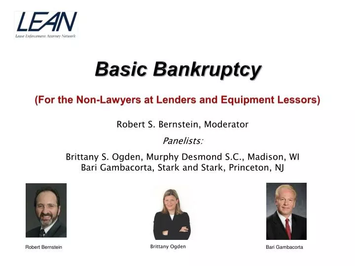 basic bankruptcy for the non lawyers at lenders and equipment lessors