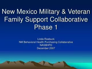 New Mexico Military &amp; Veteran Family Support Collaborative Phase 1