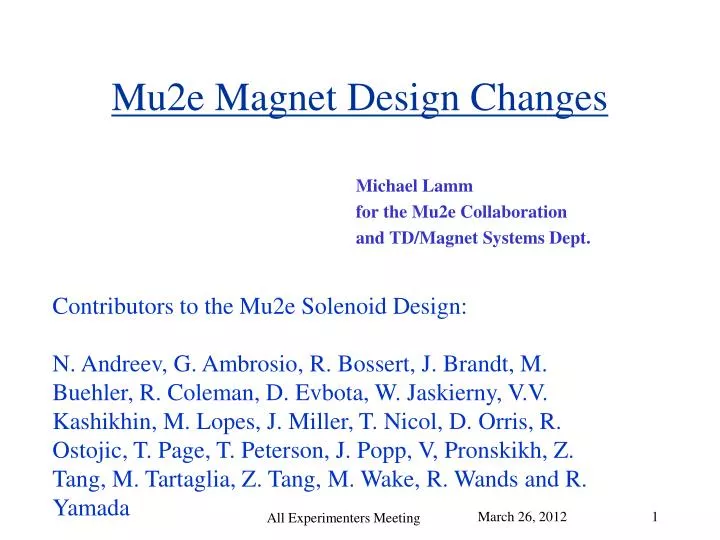 mu2e magnet design changes