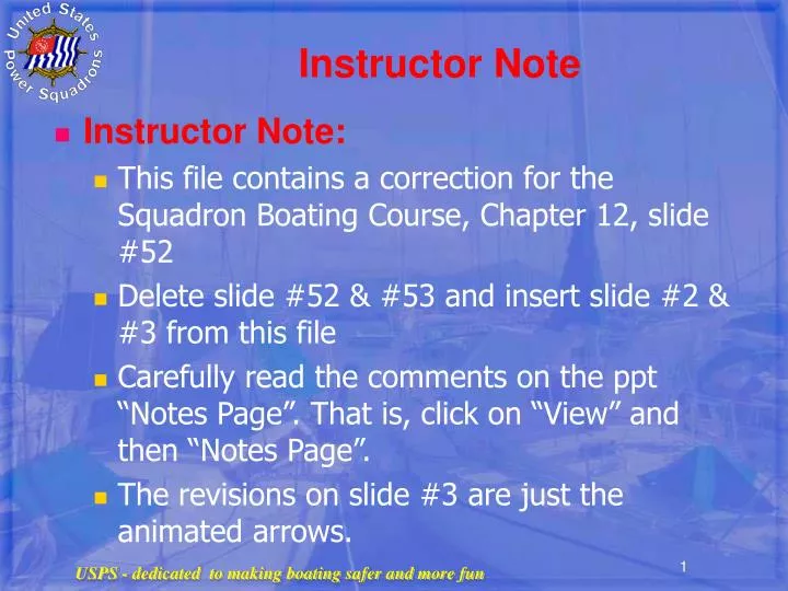 instructor note