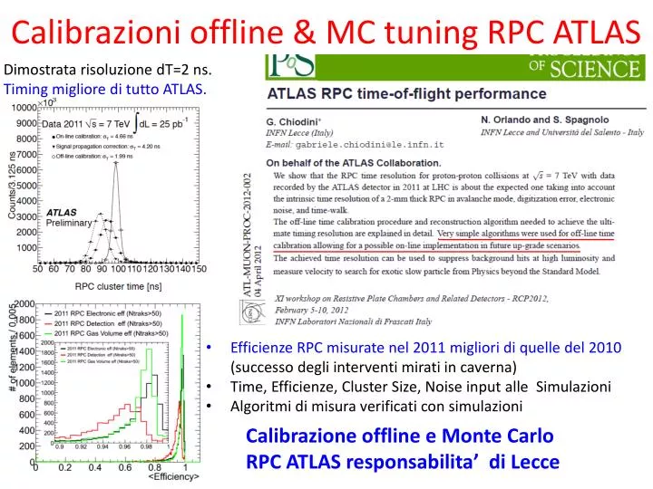 calibrazioni offline mc tuning rpc atlas