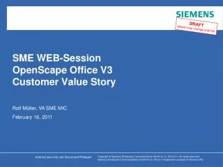 SME WEB-Session OpenScape Office V3 Customer Value Story