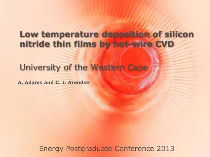 low temperature deposition of silicon nitride thin films by hot wire cvd