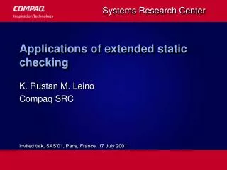 Applications of extended static checking