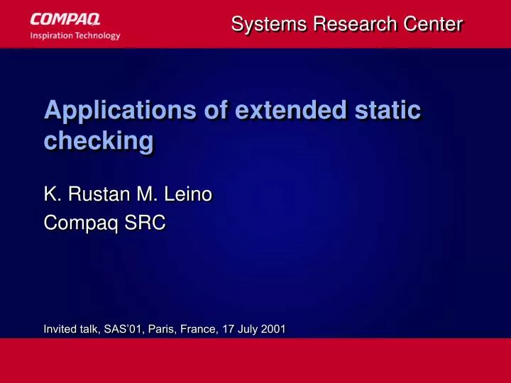 applications of extended static checking