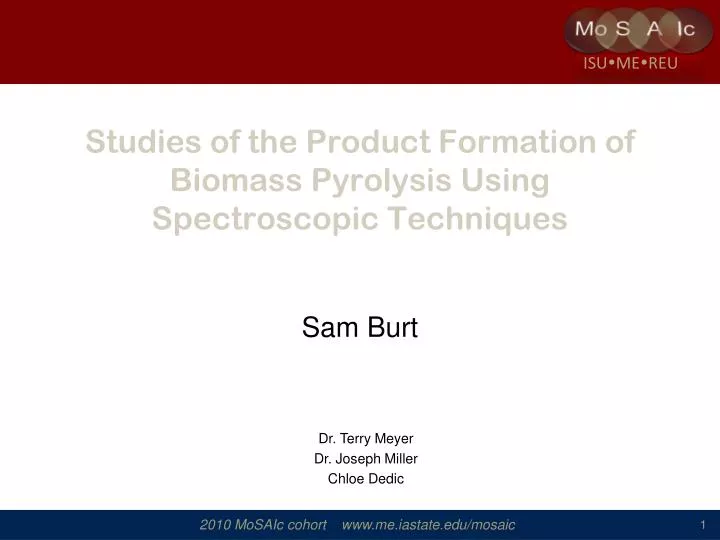 studies of the product formation of biomass pyrolysis using spectroscopic techniques