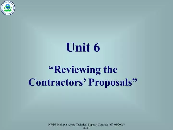 unit 6 reviewing the contractors proposals