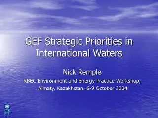 GEF Strategic Priorities in International Waters