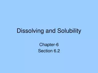 dissolving and solubility