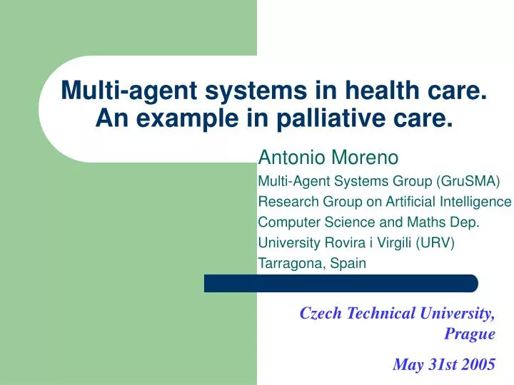 multi agent systems in health care an example in palliative care
