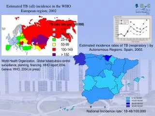 Estimated TB (all) incidence in the WHO European region; 2002