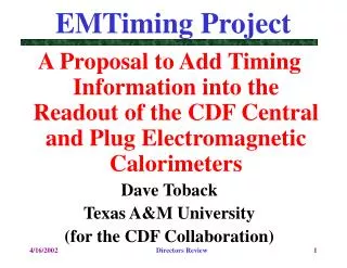 EMTiming Project