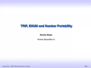 TRIP, ENUM and Number Portability