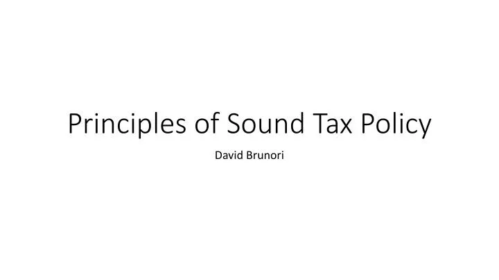 principles of sound tax policy