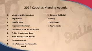 2014 Coaches Meeting Agenda