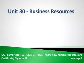 Unit 30 - Business Resources