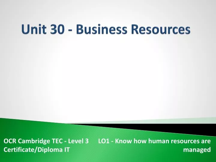 unit 30 business resources