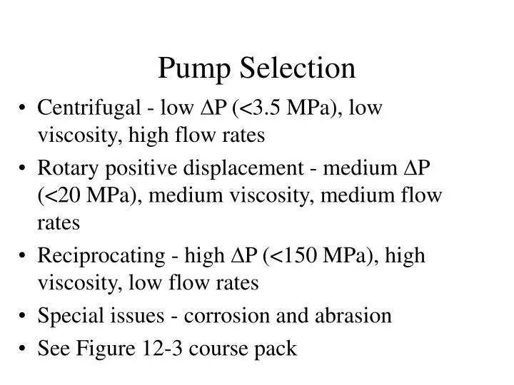 pump selection