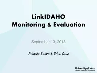 LinkIDAHO Monitoring &amp; Evaluation