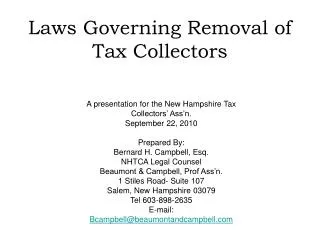 Laws Governing Removal of Tax Collectors