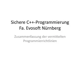 sichere c programmierung fa evosoft n rnberg