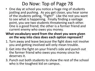 Do Now: Top of Page 78