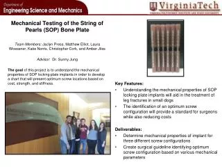 Mechanical Testing of the String of Pearls (SOP) Bone Plate