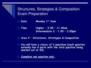 Structures, Strategies &amp; Composition Exam Preparation