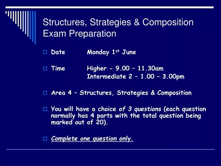 structures strategies composition exam preparation