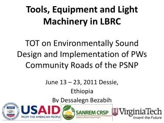 TOT on Environmentally Sound Design and Implementation of PWs Community Roads of the PSNP