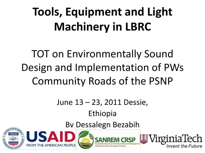 tot on environmentally sound design and implementation of pws community roads of the psnp