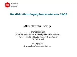 nordisk r ddningstj nstkonferens 2009