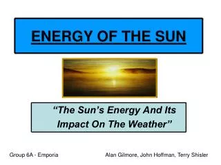 ENERGY OF THE SUN