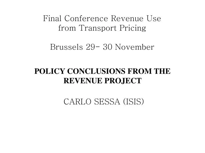 policy conclusions from the revenue project