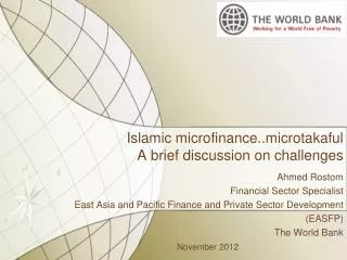 Islamic microfinance..microtakaful A brief discussion on challenges